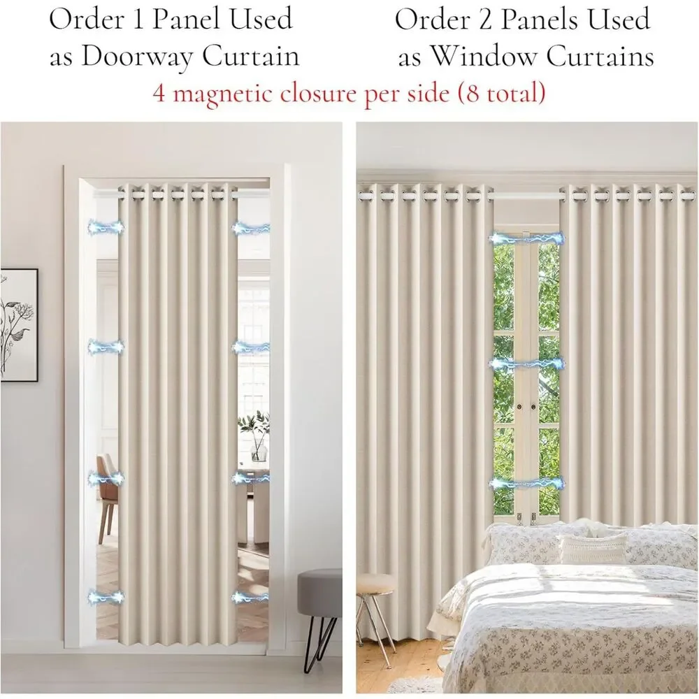 100% Blackout Faux Linen Doorway Curtain